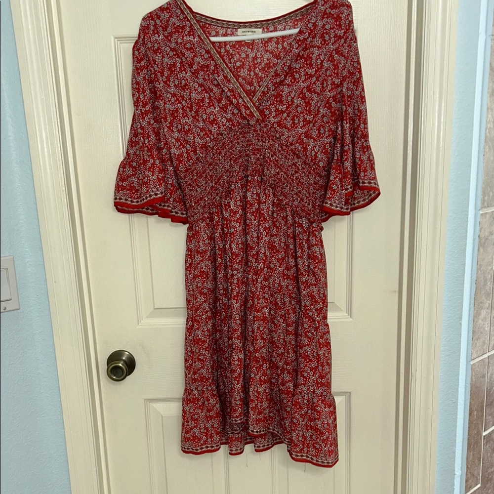 Max Studio Red Floral Print Top